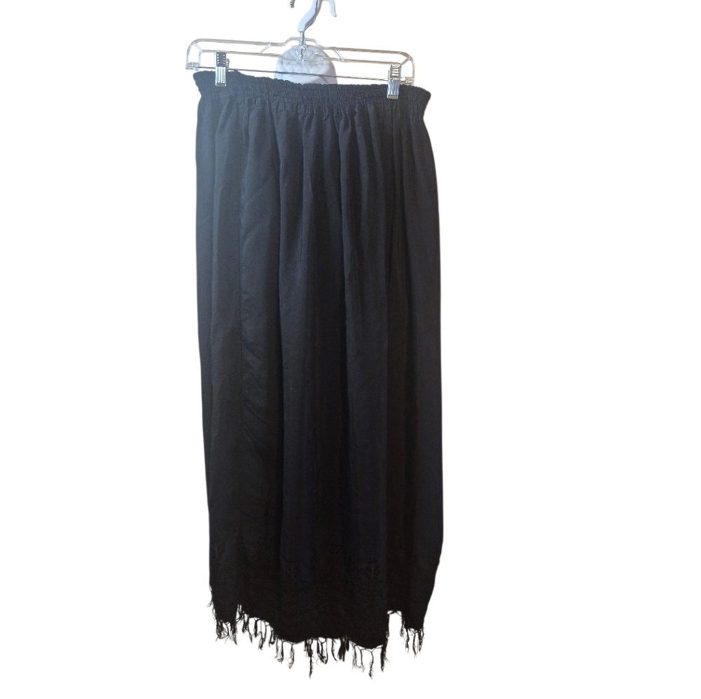 Vintage Passport Of Pier 1 Rayon Fringed Skirt Large Goth Dark Academia